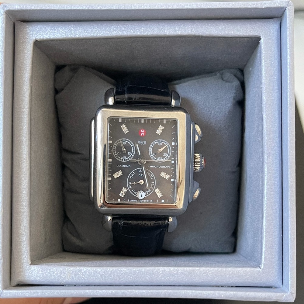 Deco Stainless Steel Mother of Pearl Diamond Watch